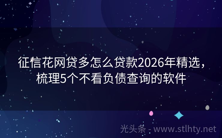 征信花网贷多怎么贷款2026年精选，梳理5个不看负债查询的软件
