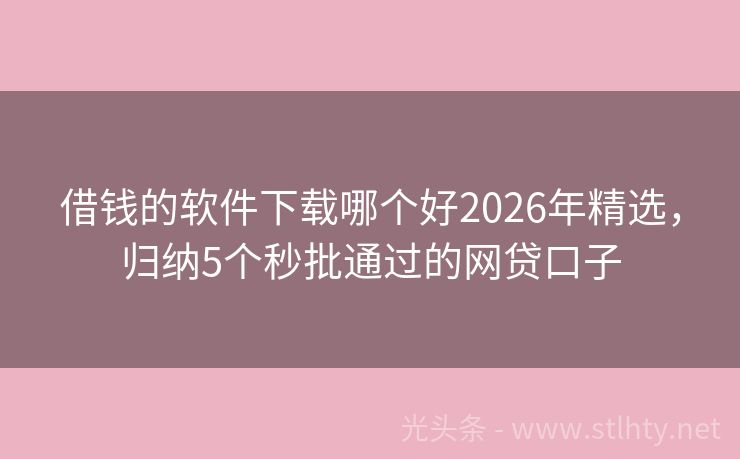 借钱的软件下载哪个好2026年精选，归纳5个秒批通过的网贷口子
