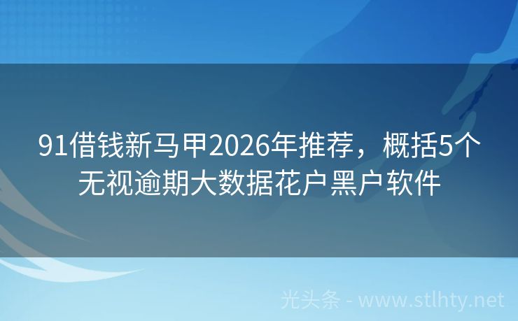 91借钱新马甲2026年推荐，概括5个无视逾期大数据花户黑户软件