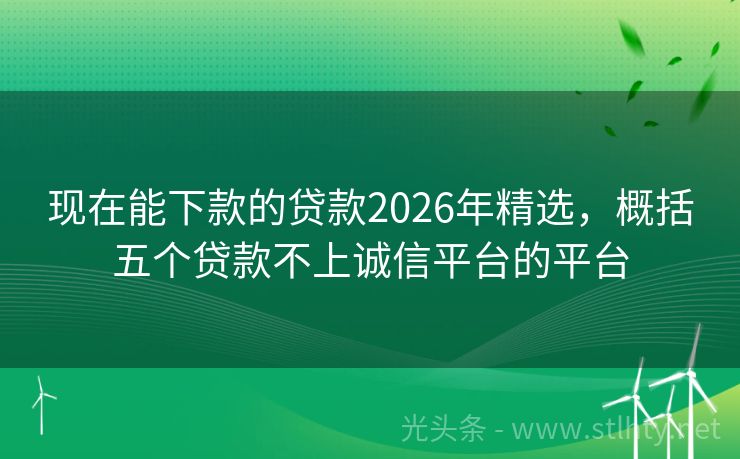 现在能下款的贷款2026年精选，概括五个贷款不上诚信平台的平台