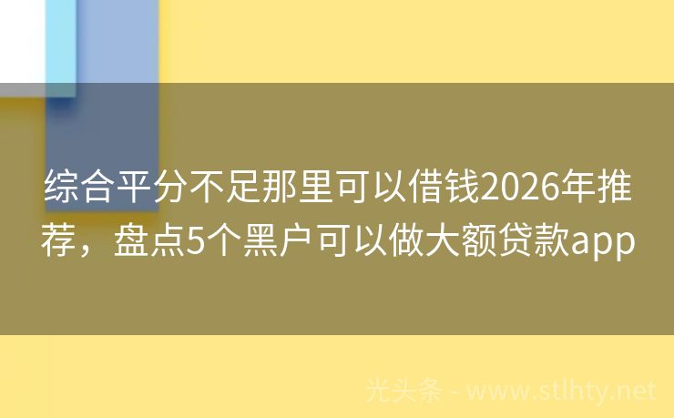 综合平分不足那里可以借钱2026年推荐，盘点5个黑户可以做大额贷款app