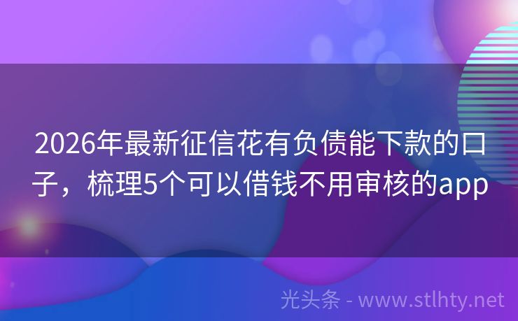 2026年最新征信花有负债能下款的口子，梳理5个可以借钱不用审核的app