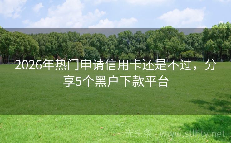 2026年热门申请信用卡还是不过，分享5个黑户下款平台