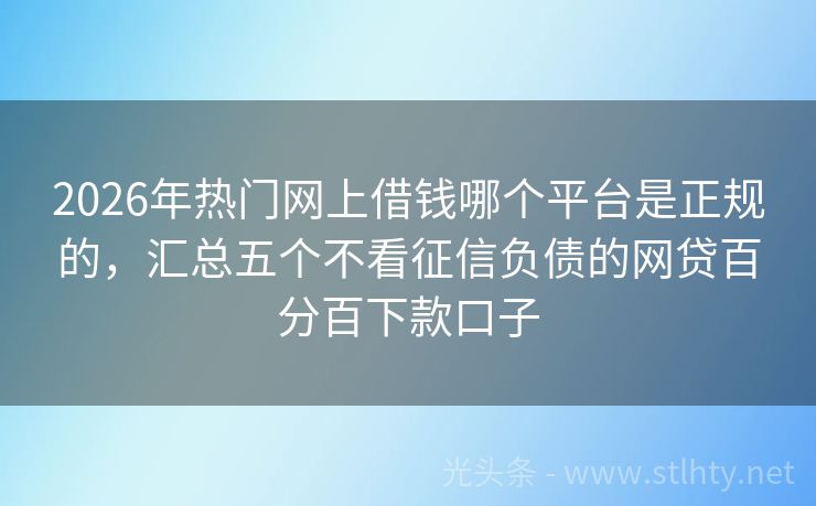 2026年热门网上借钱哪个平台是正规的，汇总五个不看征信负债的网贷百分百下款口子