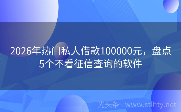 2026年热门私人借款100000元，盘点5个不看征信查询的软件