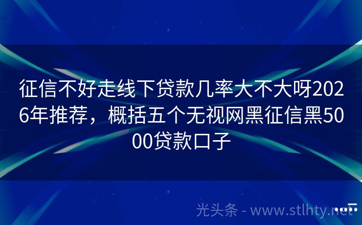 征信不好走线下贷款几率大不大呀2026年推荐，概括五个无视网黑征信黑5000贷款口子