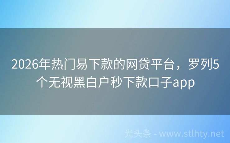 2026年热门易下款的网贷平台，罗列5个无视黑白户秒下款口子app