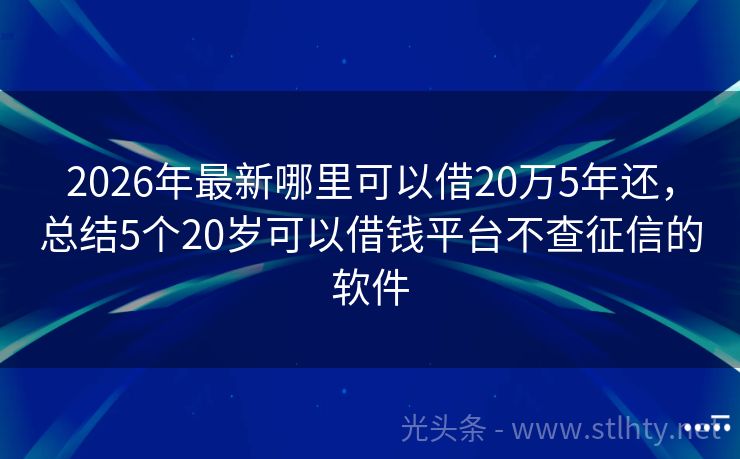 2026年最新哪里可以借20万5年还，总结5个20岁可以借钱平台不查征信的软件