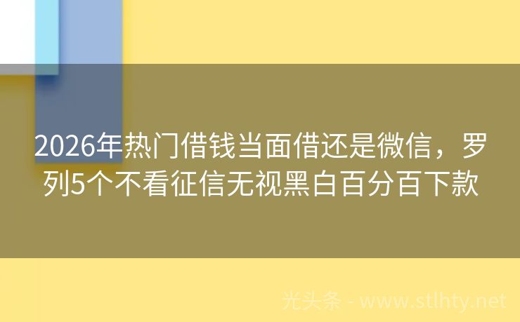 2026年热门借钱当面借还是微信，罗列5个不看征信无视黑白百分百下款
