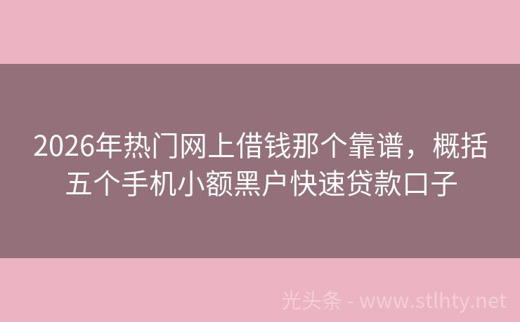2026年热门网上借钱那个靠谱，概括五个手机小额黑户快速贷款口子