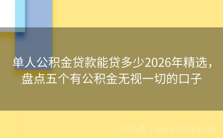 单人公积金贷款能贷多少2026年精选，盘点五个有公积金无视一切的口子