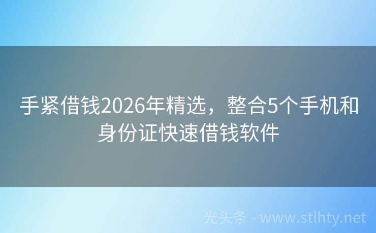 手紧借钱2026年精选，整合5个手机和身份证快速借钱软件