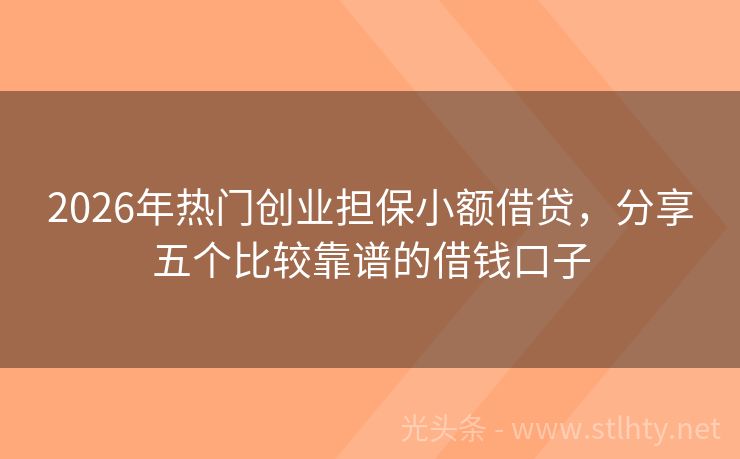2026年热门创业担保小额借贷，分享五个比较靠谱的借钱口子