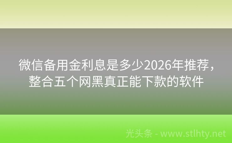 微信备用金利息是多少2026年推荐，整合五个网黑真正能下款的软件