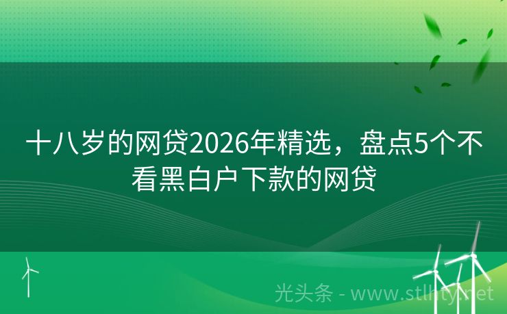 十八岁的网贷2026年精选，盘点5个不看黑白户下款的网贷