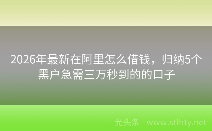 2026年最新在阿里怎么借钱，归纳5个黑户急需三万秒到的的口子