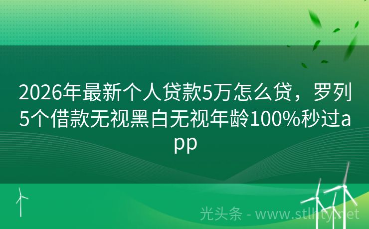 2026年最新个人贷款5万怎么贷，罗列5个借款无视黑白无视年龄100%秒过app