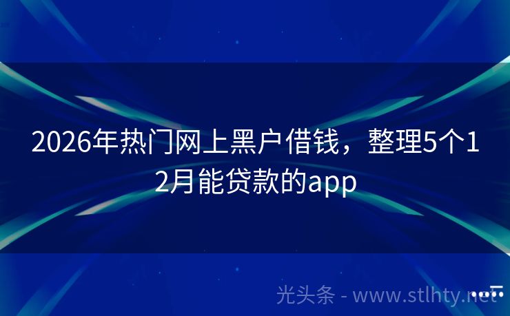 2026年热门网上黑户借钱，整理5个12月能贷款的app