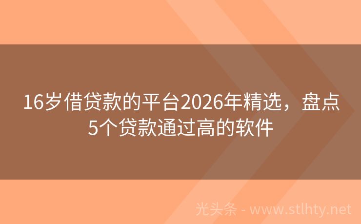 16岁借贷款的平台2026年精选，盘点5个贷款通过高的软件