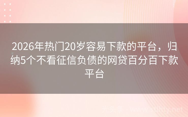 2026年热门20岁容易下款的平台，归纳5个不看征信负债的网贷百分百下款平台