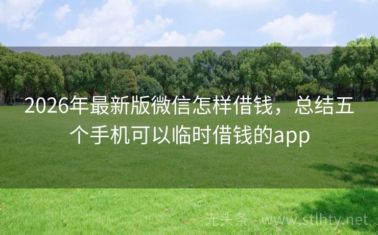 2026年最新版微信怎样借钱，总结五个手机可以临时借钱的app