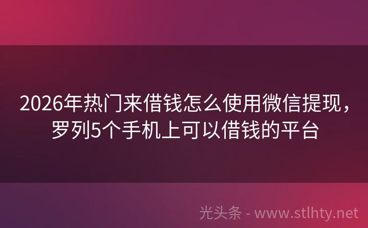2026年热门来借钱怎么使用微信提现，罗列5个手机上可以借钱的平台