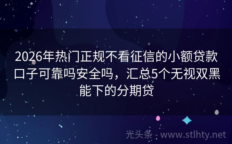 2026年热门正规不看征信的小额贷款口子可靠吗安全吗，汇总5个无视双黑能下的分期贷