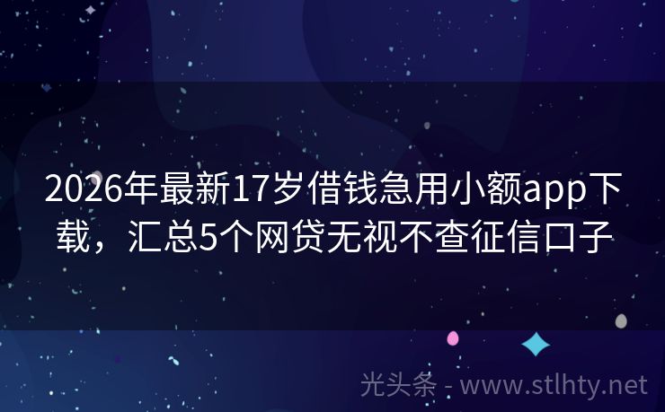 2026年最新17岁借钱急用小额app下载，汇总5个网贷无视不查征信口子