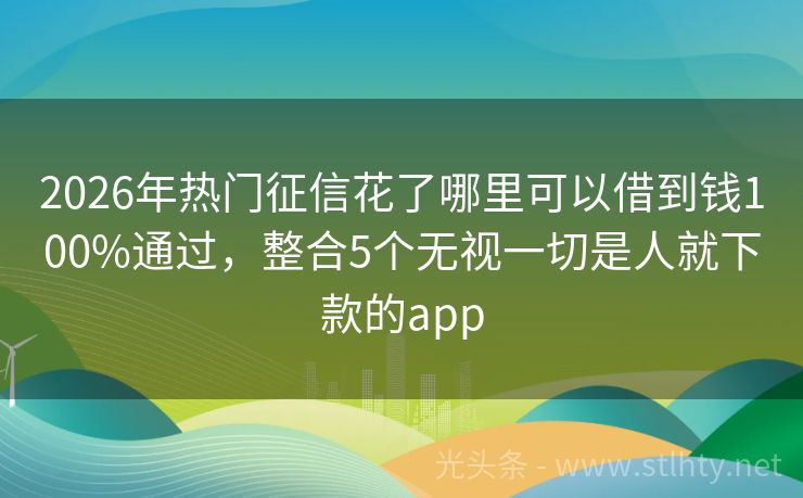2026年热门征信花了哪里可以借到钱100%通过，整合5个无视一切是人就下款的app