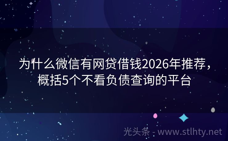 为什么微信有网贷借钱2026年推荐，概括5个不看负债查询的平台