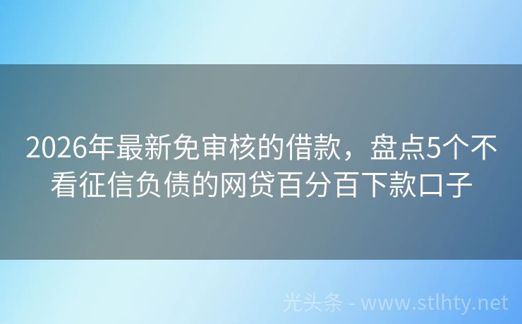 2026年最新免审核的借款，盘点5个不看征信负债的网贷百分百下款口子