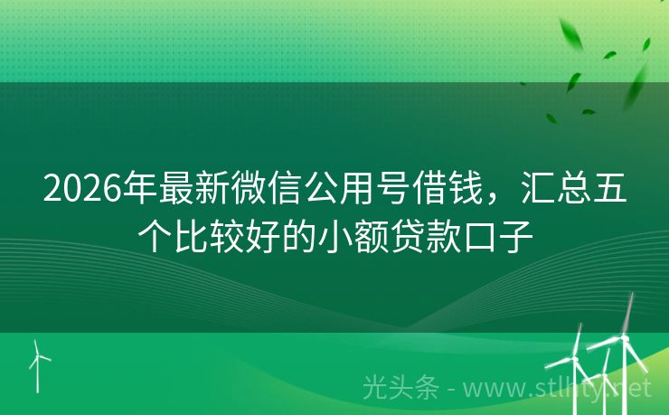 2026年最新微信公用号借钱，汇总五个比较好的小额贷款口子