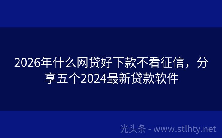 2026年什么网贷好下款不看征信，分享五个2024最新贷款软件