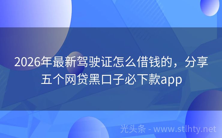 2026年最新驾驶证怎么借钱的，分享五个网贷黑口子必下款app