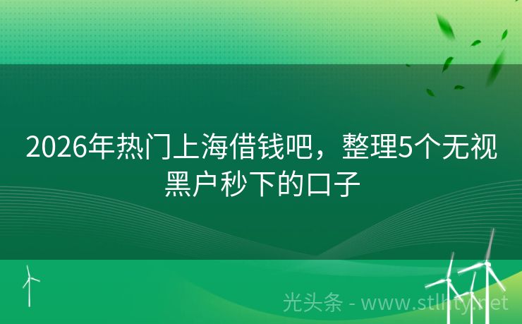 2026年热门上海借钱吧，整理5个无视黑户秒下的口子