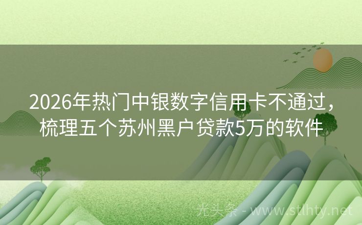 2026年热门中银数字信用卡不通过，梳理五个苏州黑户贷款5万的软件