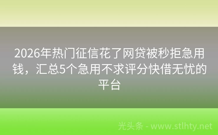 2026年热门征信花了网贷被秒拒急用钱，汇总5个急用不求评分快借无忧的平台