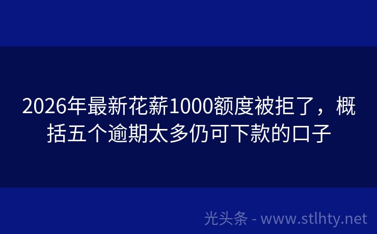 2026年最新花薪1000额度被拒了，概括五个逾期太多仍可下款的口子