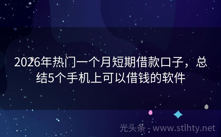 2026年热门一个月短期借款口子，总结5个手机上可以借钱的软件