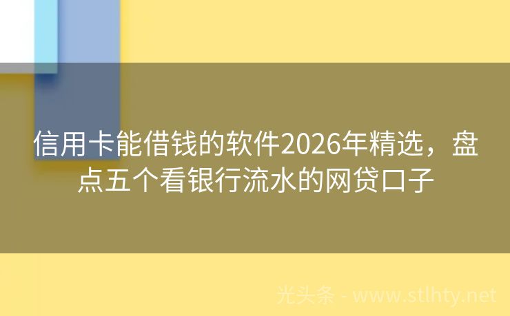 信用卡能借钱的软件2026年精选，盘点五个看银行流水的网贷口子