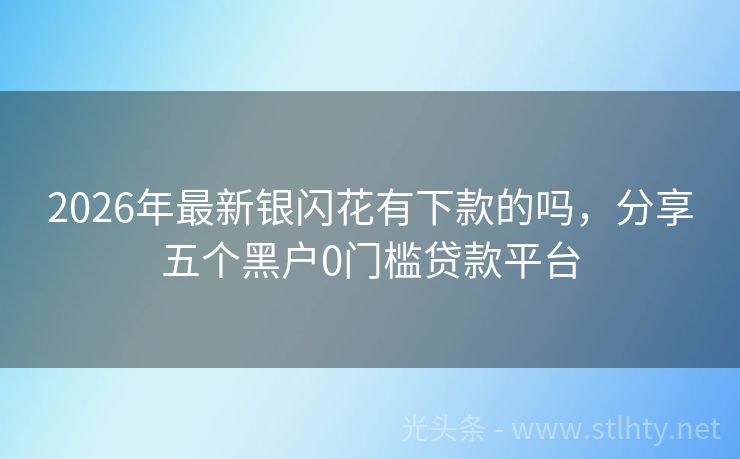 2026年最新银闪花有下款的吗，分享五个黑户0门槛贷款平台