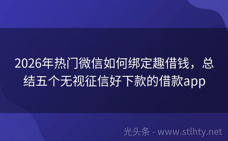 2026年热门微信如何绑定趣借钱，总结五个无视征信好下款的借款app