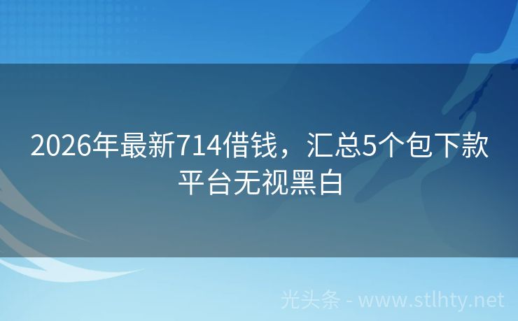 2026年最新714借钱,汇总5个包下款平台无视黑白