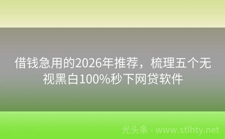 借钱急用的2026年推荐，梳理五个无视黑白100%秒下网贷软件