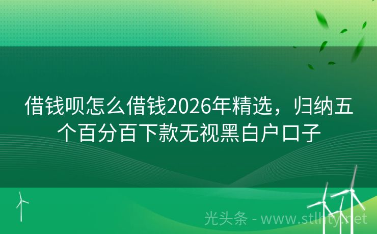 借钱呗怎么借钱2026年精选，归纳五个百分百下款无视黑白户口子