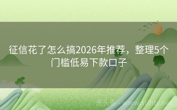 征信花了怎么搞2026年推荐，整理5个门槛低易下款口子