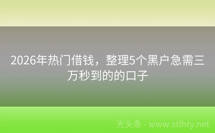 2026年热门借钱，整理5个黑户急需三万秒到的的口子