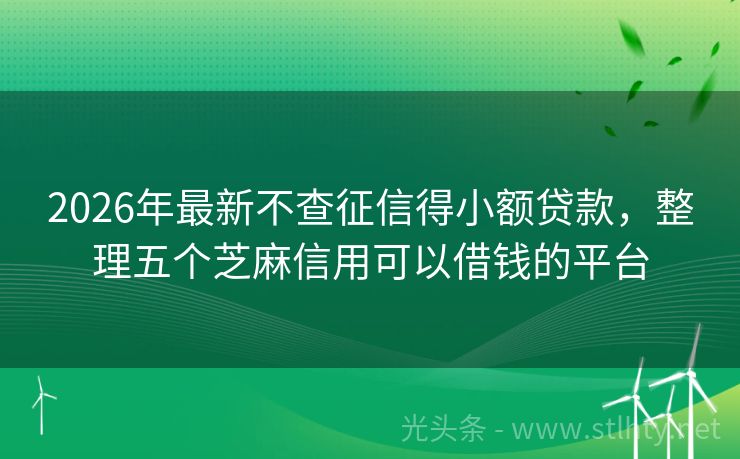 2026年最新不查征信得小额贷款，整理五个芝麻信用可以借钱的平台