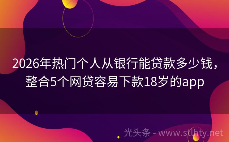 2026年热门个人从银行能贷款多少钱，整合5个网贷容易下款18岁的app