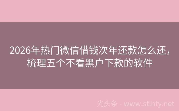 2026年热门微信借钱次年还款怎么还，梳理五个不看黑户下款的软件